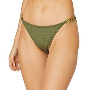 Shoshanna Textured Chain Swim Bikini Bottom Elasticized Waist Size XS Olive